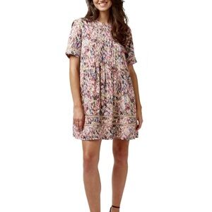 NEW! Buffalo David Bitton Cotton Viscose Babydoll Dress Rainbow Embroidery Small